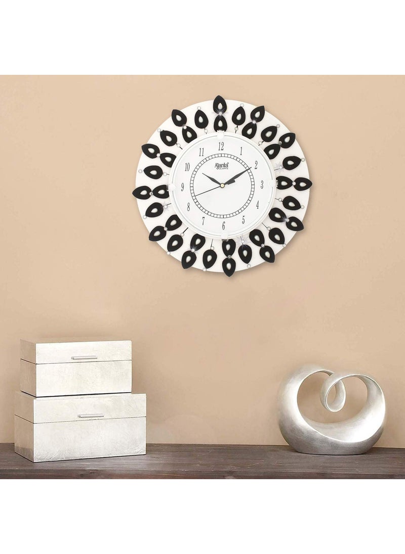 CIRCADIAN Ajanta Round Wall Clock for Home Decor Living Room Hall Office Bedroom Fancy Stylish Antique Wooden Watch Handmade White Color 31 x 31 cm Pack of 1