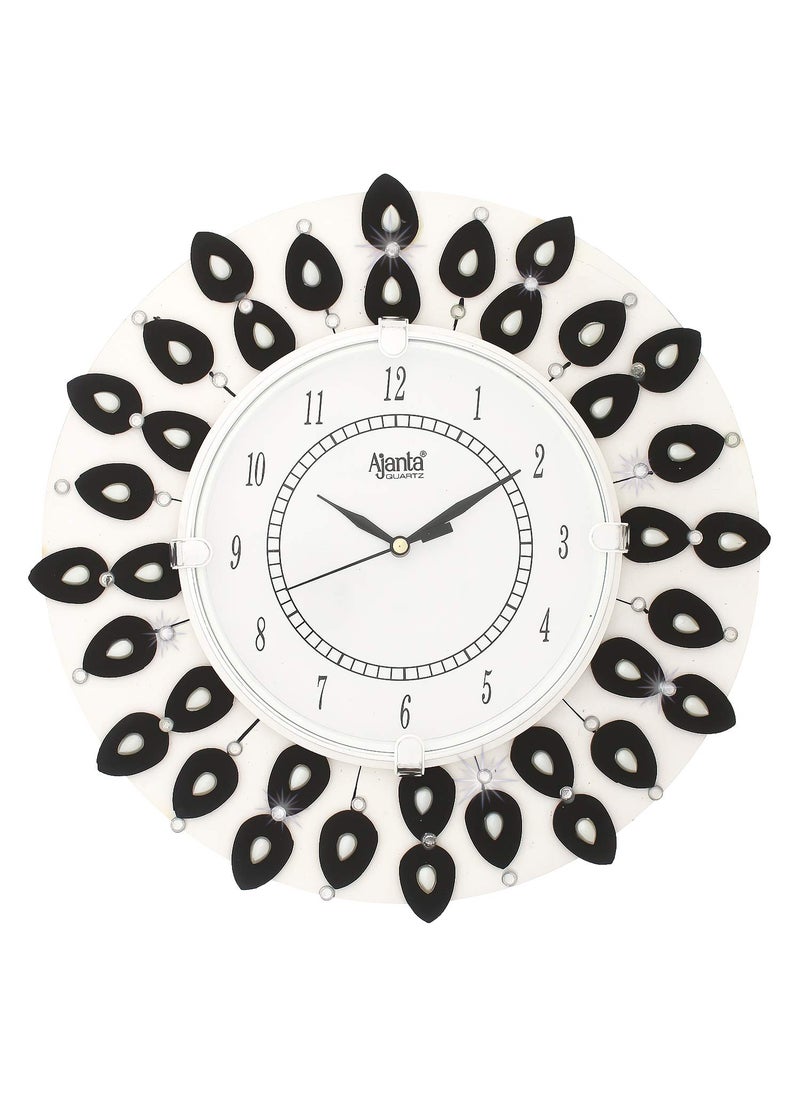 CIRCADIAN Ajanta Round Wall Clock for Home Decor Living Room Hall Office Bedroom Fancy Stylish Antique Wooden Watch Handmade White Color 31 x 31 cm Pack of 1