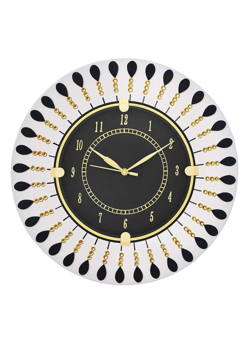 CIRCADIAN Ajanta Round Wall Clock for Home Decor Living Room Hall Office Bedroom Fancy Stylish Antique Wooden Watch Handmade White Color 31 x 31 cm Pack of 1