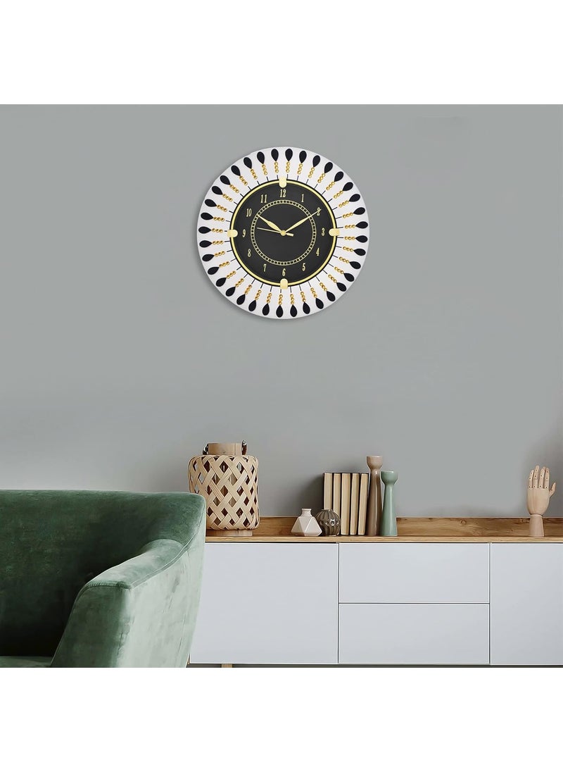 CIRCADIAN Ajanta Round Wall Clock for Home Decor Living Room Hall Office Bedroom Fancy Stylish Antique Wooden Watch Handmade White Color 31 x 31 cm Pack of 1