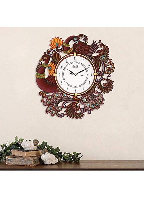 CIRCADIAN Ajanta Wooden Handpainted Desginer Wall Clock for Home | Living Room | Office | Bedroom|Multicolour