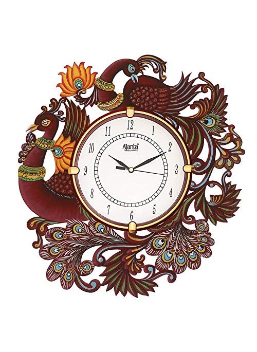 CIRCADIAN Ajanta Wooden Handpainted Desginer Wall Clock for Home | Living Room | Office | Bedroom|Multicolour