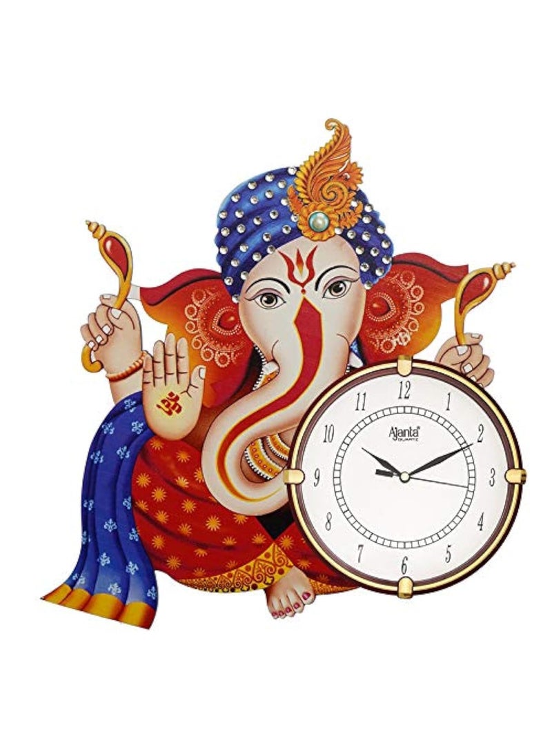 CIRCADIAN Ajanta Wooden Analog Wall Clock Design for Home Hall Living Room Decor Office Kids Bedroom Stylish Ethnic Antique Decorative Multi Colour 38 * 38 cm (Pack of 1)