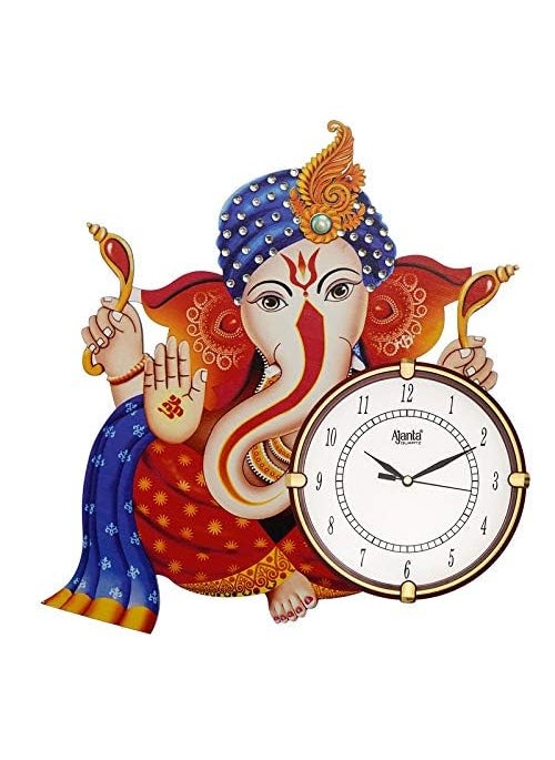 CIRCADIAN Ajanta Wooden Analog Wall Clock Design for Home Hall Living Room Decor Office Kids Bedroom Stylish Ethnic Antique Decorative Multi Colour 38 * 38 cm (Pack of 1)