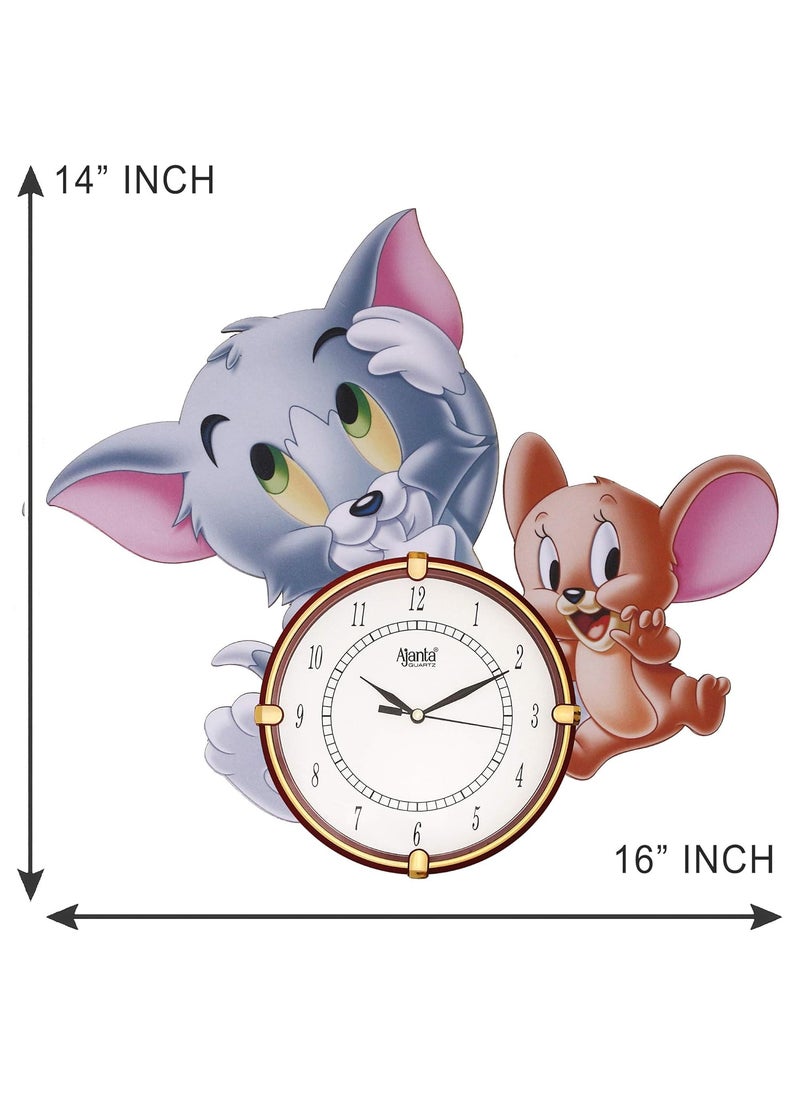 CIRCADIAN Ajanta Cartoon Design Analog Wall Clock for Home Décor Living Room Hall Office Bedroom Fancy Stylish Antique Wooden Watch Hand Made Multicolour 41 X 36 Cm Pack of 1