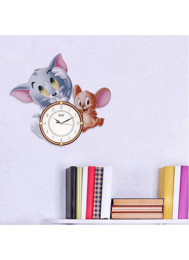 CIRCADIAN Ajanta Cartoon Design Analog Wall Clock for Home Décor Living Room Hall Office Bedroom Fancy Stylish Antique Wooden Watch Hand Made Multicolour 41 X 36 Cm Pack of 1