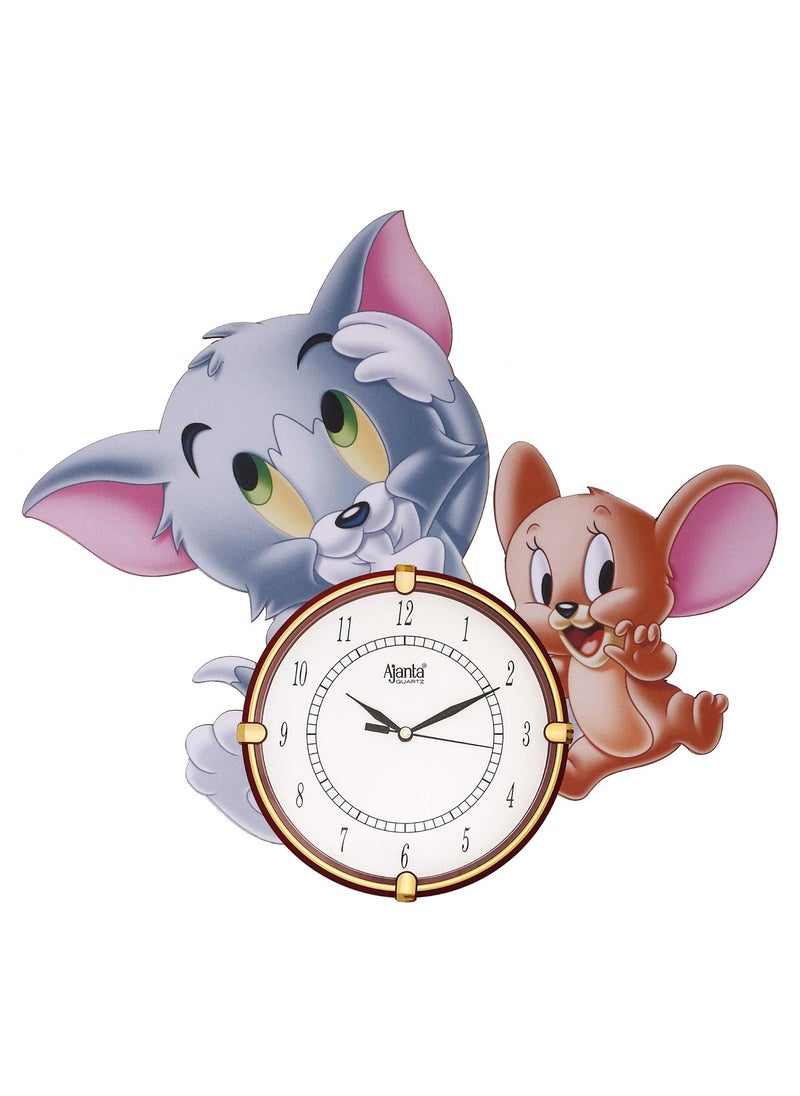 CIRCADIAN Ajanta Cartoon Design Analog Wall Clock for Home Décor Living Room Hall Office Bedroom Fancy Stylish Antique Wooden Watch Hand Made Multicolour 41 X 36 Cm Pack of 1