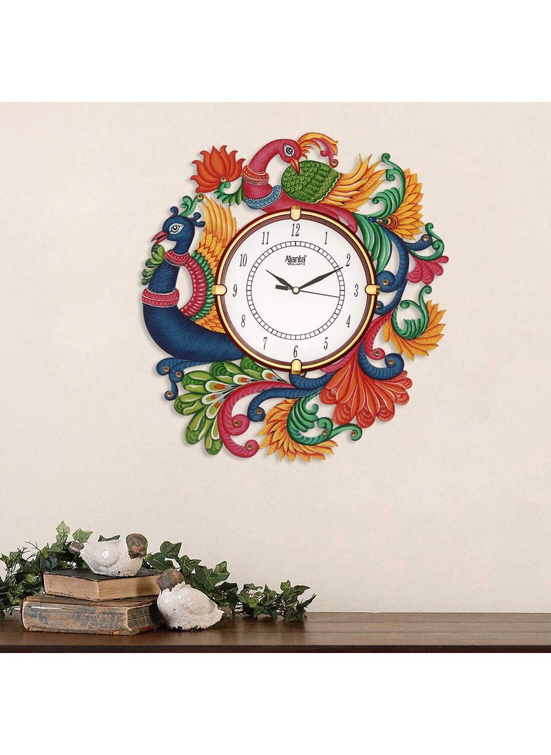 CIRCADIAN Ajanta Wooden Hand Painted Designer Wall Clock for Home Decorative Wall Clock Living Room, Office Bedroom (Multi Color Dragon Design || 15X13 in)