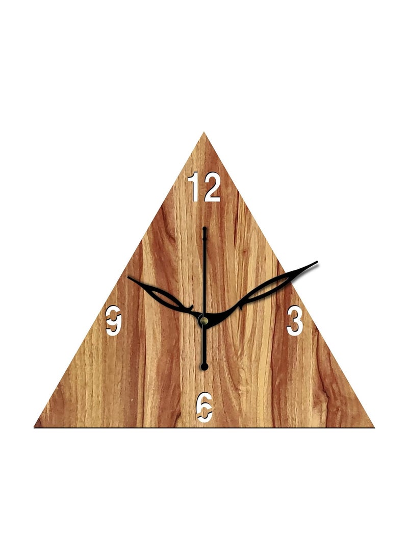 VPK 30CmX30Cm MDF Wood Without Glass Triangle Wall Clock for Home (12 Inch, Beige) - 30