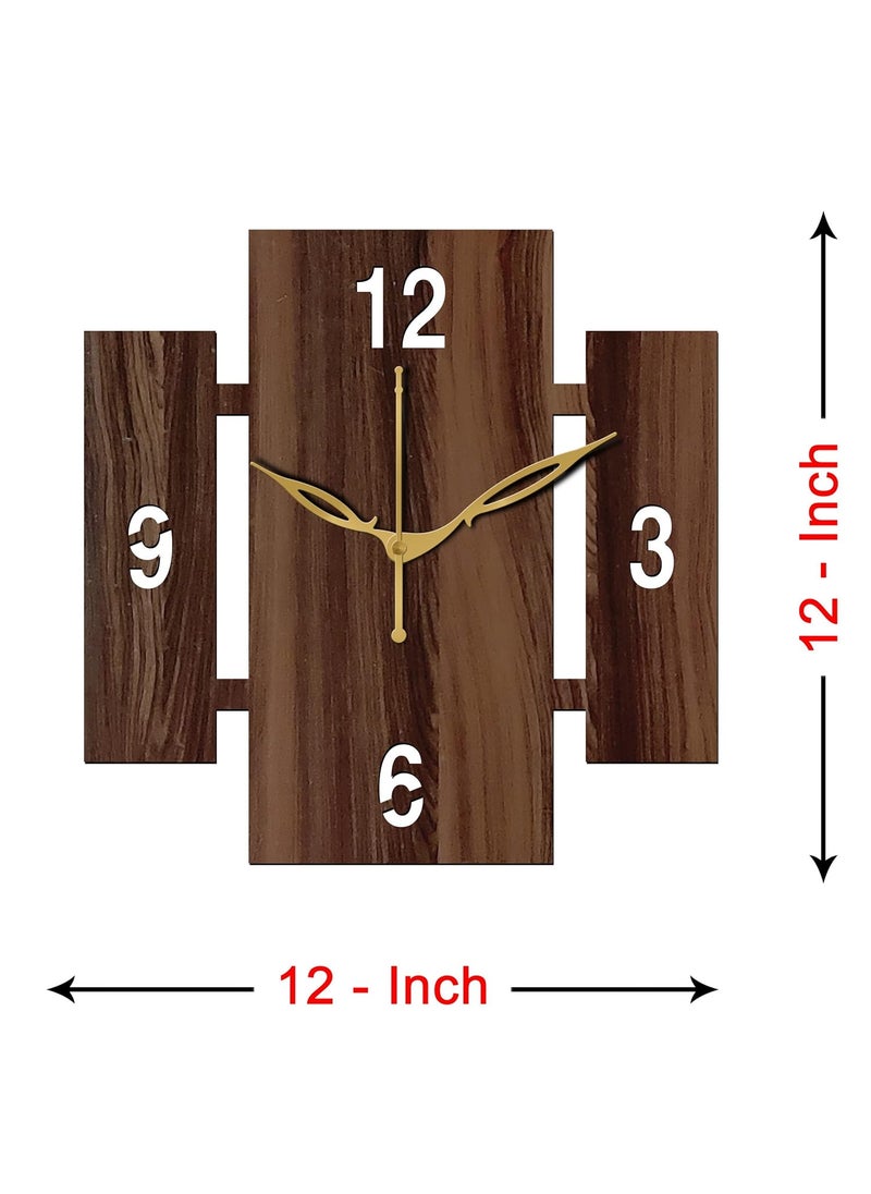 VPK 30X30 Cm MDF Wood Without Glass Square Wall Clock for Home (12 Inch, Wenge) - 14