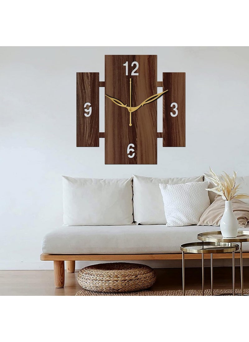 VPK 30X30 Cm MDF Wood Without Glass Square Wall Clock for Home (12 Inch, Wenge) - 14