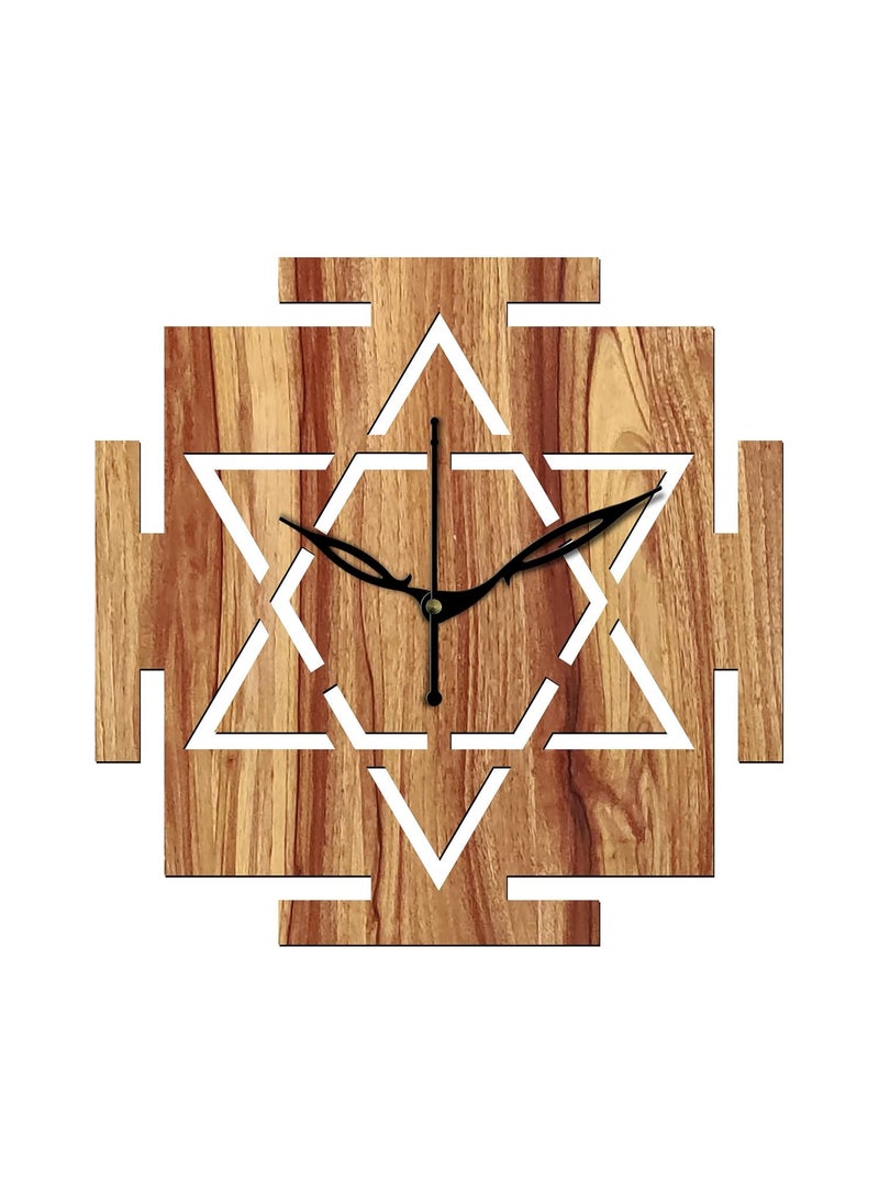 VPK 30CmX30Cm MDF Wood Without Glass Vastu Yantra Wall Clock for Home (12 Inch, Beige) - 33