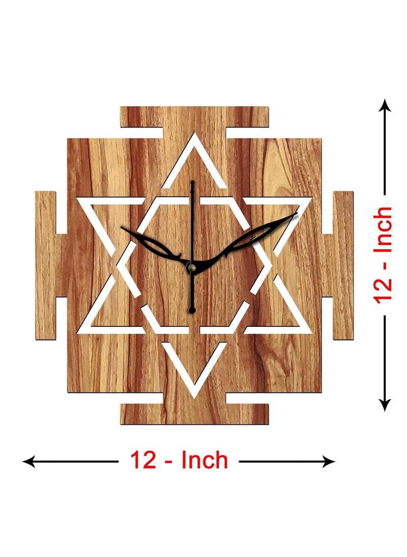 VPK 30CmX30Cm MDF Wood Without Glass Vastu Yantra Wall Clock for Home (12 Inch, Beige) - 33