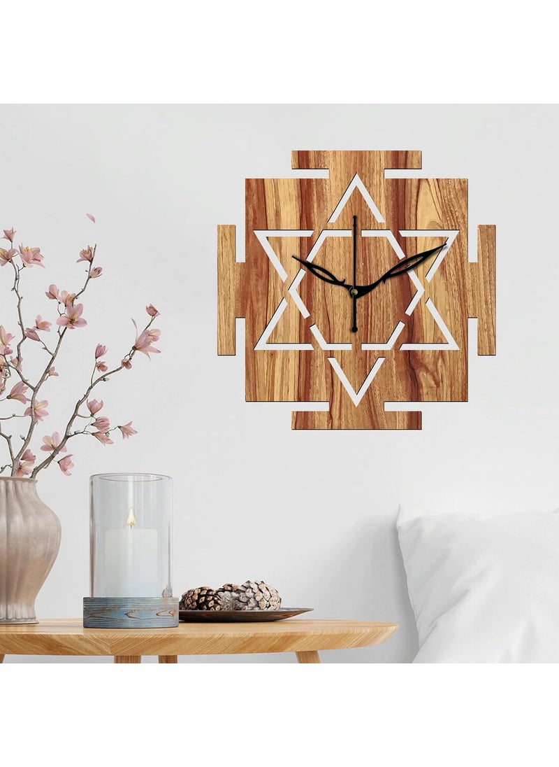 VPK 30CmX30Cm MDF Wood Without Glass Vastu Yantra Wall Clock for Home (12 Inch, Beige) - 33