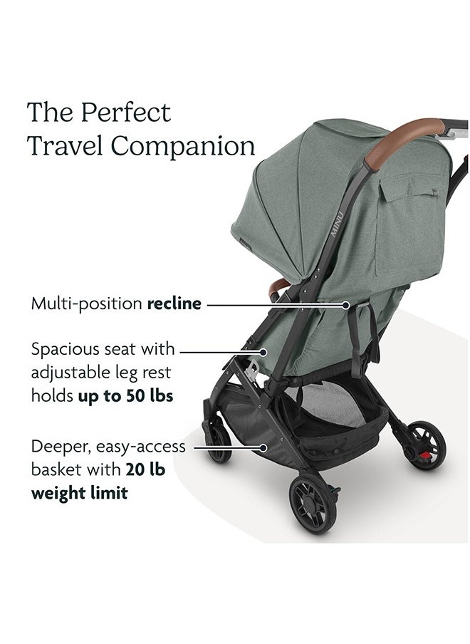 Minu V2 Stroller - Stella - Grey Melange, Silver Frame, Chestnut Leather