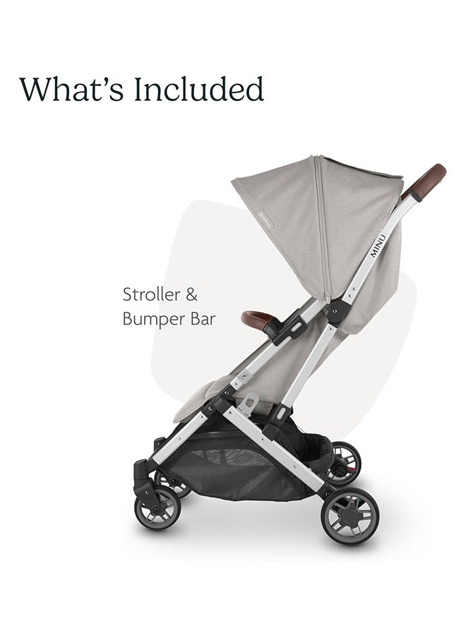 Minu V2 Stroller - Stella - Grey Melange, Silver Frame, Chestnut Leather