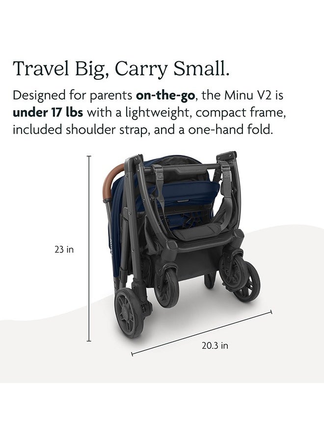 Minu V2 Stroller - Stella - Grey Melange, Silver Frame, Chestnut Leather