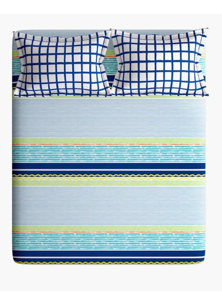 Portico New York Cadence 100% Cotton 144TC Super King Size Bedsheet with 2 Pillow Covers(274x274 cm)