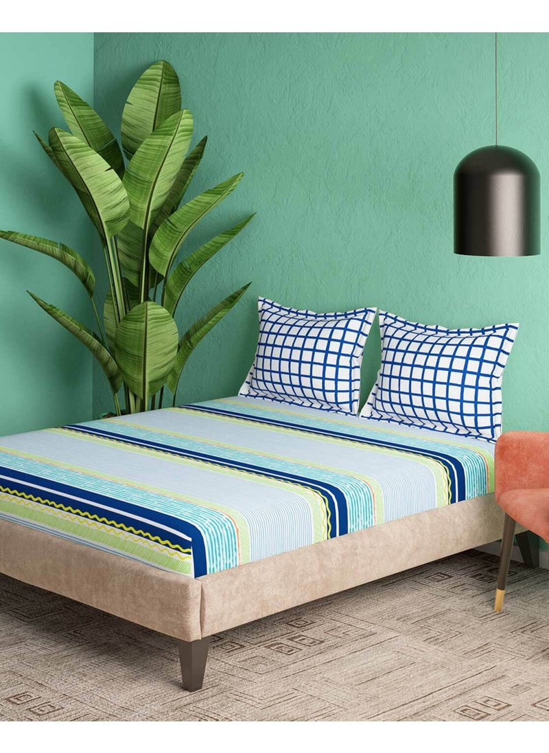 Portico New York Cadence 100% Cotton 144TC Super King Size Bedsheet with 2 Pillow Covers(274x274 cm)