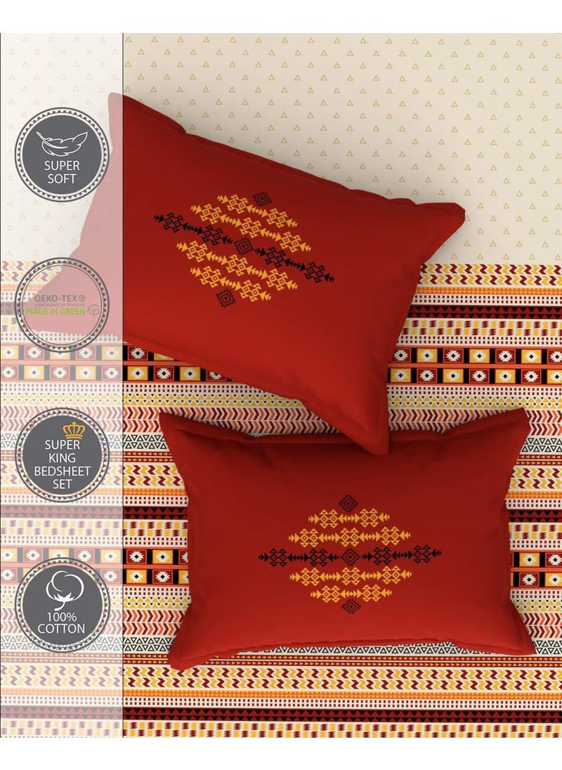 Portico New York King Size Bed Sheet with 2 Pillow Covers; Size 274 cm x 274 cm or 108 inches x 108 inches