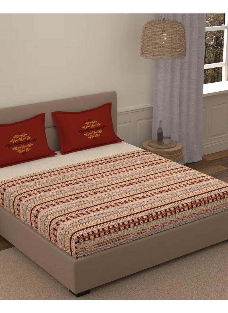 Portico New York King Size Bed Sheet with 2 Pillow Covers; Size 274 cm x 274 cm or 108 inches x 108 inches
