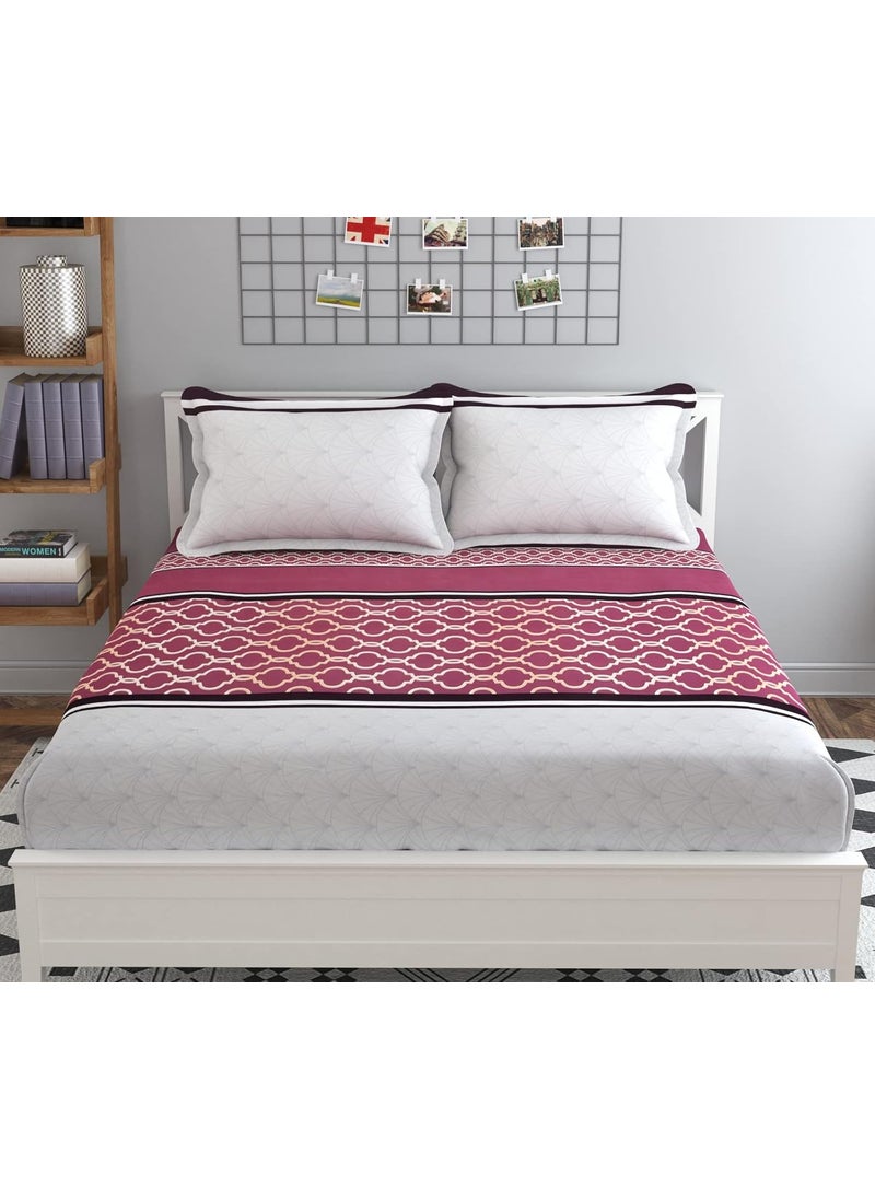 MAFATLAL Cotton Blend Double Bedsheet with 2 Pillow Covers (Red)