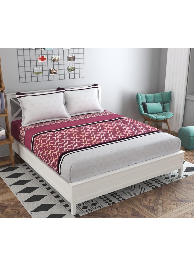 MAFATLAL Cotton Blend Double Bedsheet with 2 Pillow Covers (Red)