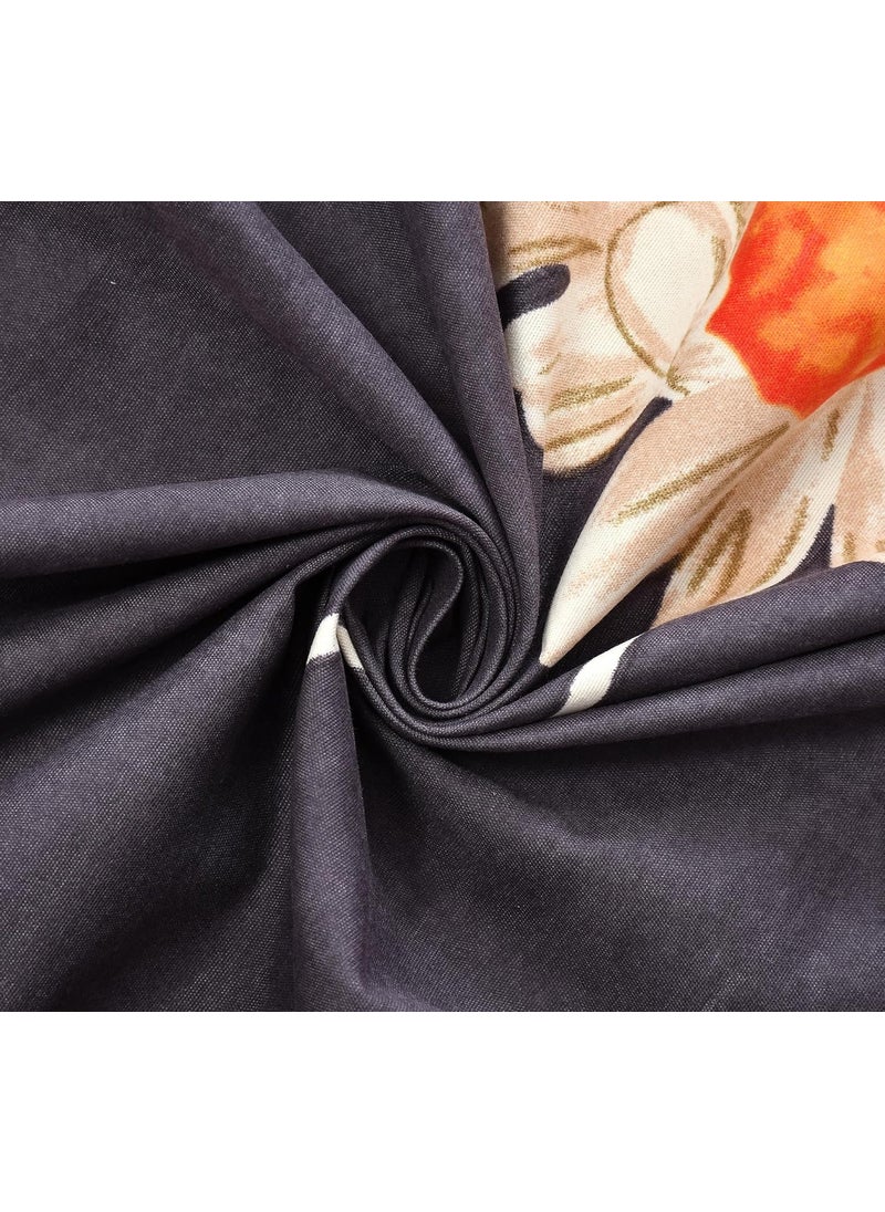 Homefab India 180 TC Microfiber Double BedSheet with 2 Pillow Covers - (90x90 inches) - Dark Grey, Floral