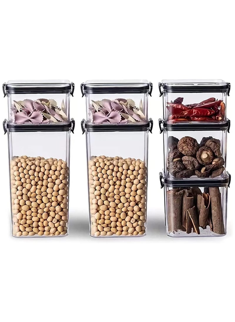 Airtight Food Storage Container with Lock Lids,Cereal & Dry Storage Jars,Kitchen and Pantry Organization Canisters for Cereal,Coffee,Rice,Flour and Sugar (Set of 7 / 3*460ml+2*700ml+2*1300ml)