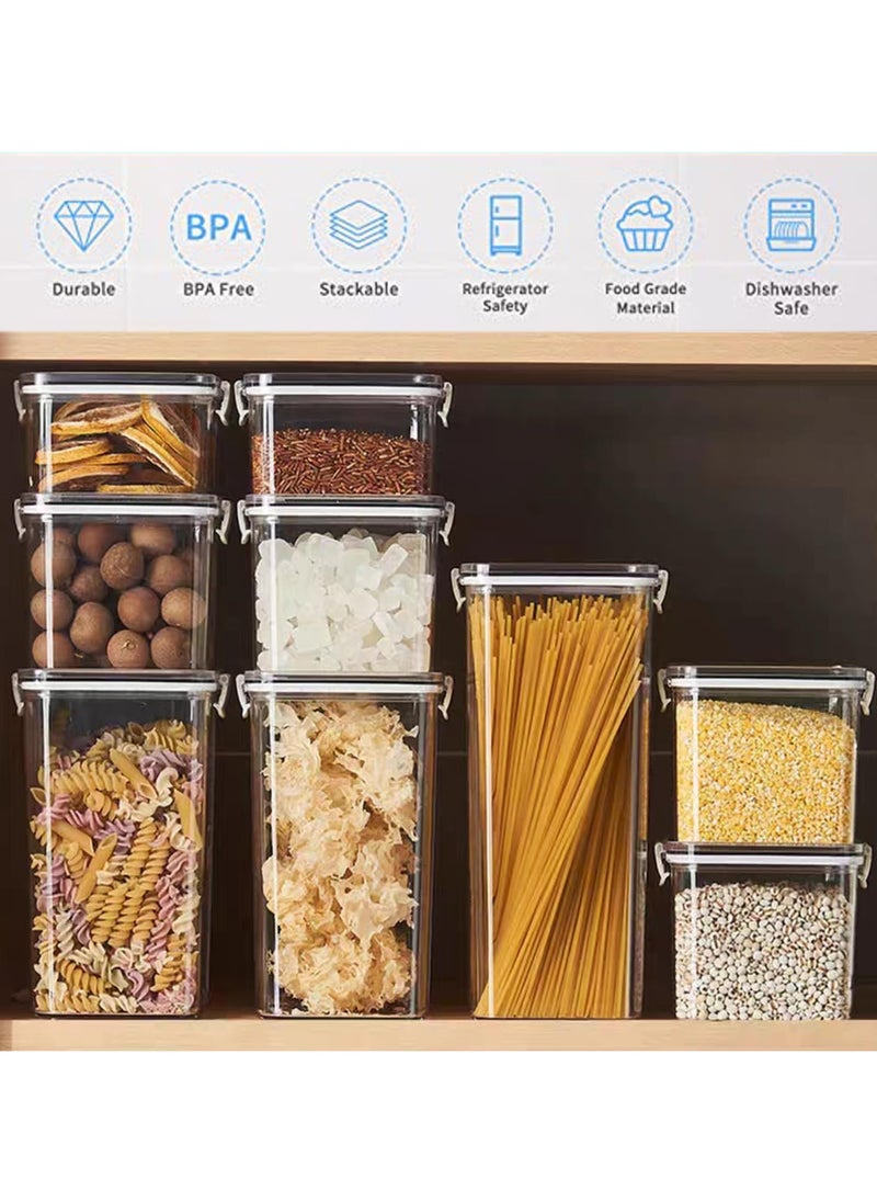 Airtight Food Storage Container with Lock Lids,Cereal & Dry Storage Jars,Kitchen and Pantry Organization Canisters for Cereal,Coffee,Rice,Flour and Sugar (Set of 7 / 3*460ml+2*700ml+2*1300ml)