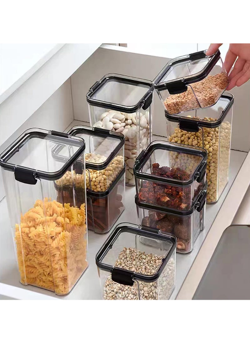 Airtight Food Storage Container with Lock Lids,Cereal & Dry Storage Jars,Kitchen and Pantry Organization Canisters for Cereal,Coffee,Rice,Flour and Sugar (Set of 7 / 3*460ml+2*700ml+2*1300ml)