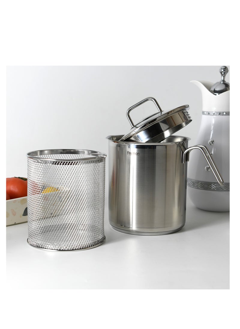 Stainless Asparagus Pot 16x18.0cm/3.5L with Glass Lid & Steamer Basket – Vegetable Boiler