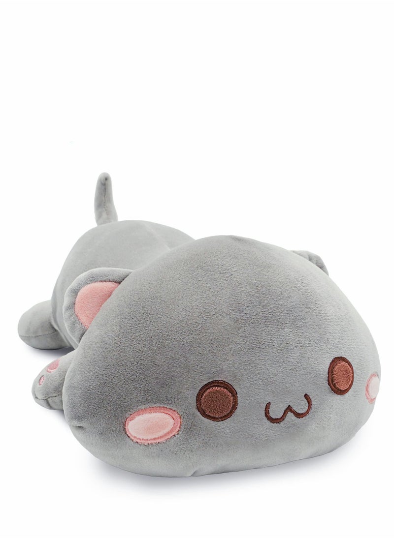 Stuffed Animal  Kitten Plush Toy Pet Kitty Soft Anime Cat Pillow for Kids (Gray, 12