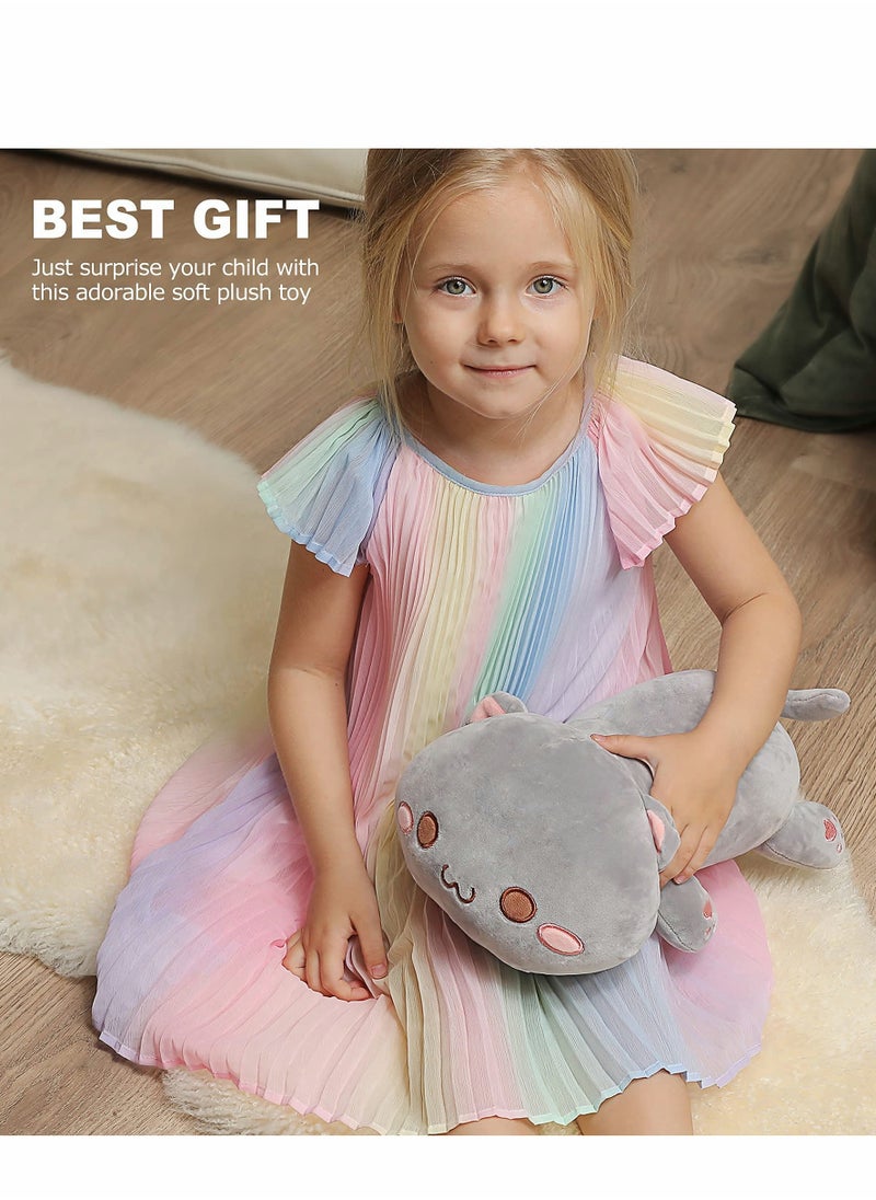 Stuffed Animal  Kitten Plush Toy Pet Kitty Soft Anime Cat Pillow for Kids (Gray, 12
