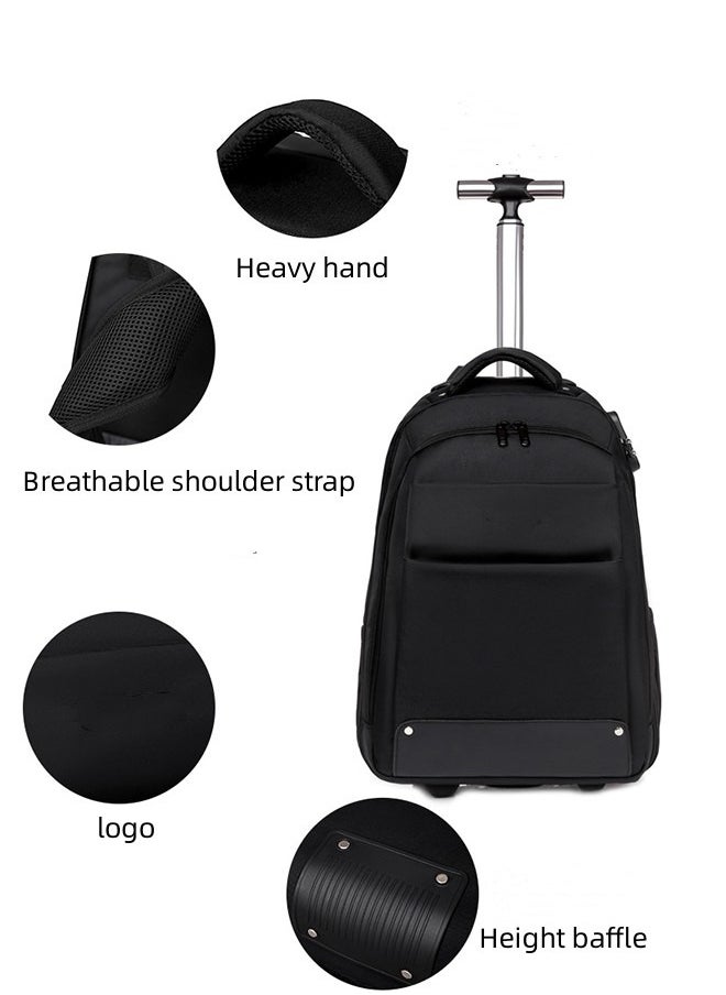 18 Inch Rolling Backpack Trolley for Travel Professional Laptop Travel Suitcase Business for Unisex Carry-On Luggage Lightweight Trolley School Bag for College Student