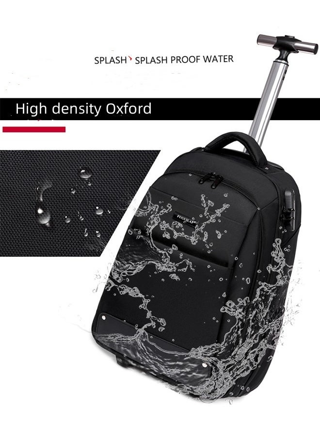 18 Inch Rolling Backpack Trolley for Travel Professional Laptop Travel Suitcase Business for Unisex Carry-On Luggage Lightweight Trolley School Bag for College Student