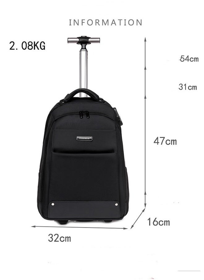 18 Inch Rolling Backpack Trolley for Travel Professional Laptop Travel Suitcase Business for Unisex Carry-On Luggage Lightweight Trolley School Bag for College Student