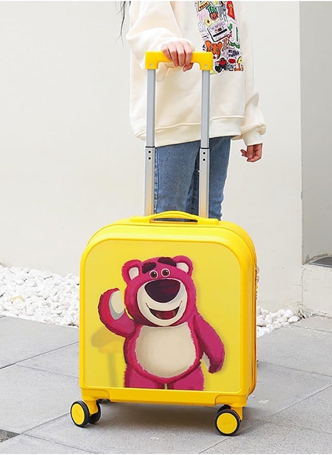 20 Inch Kids Luggage 3D Cartoon Patterns Children Trolley Suitcase Travel Boys Girls Rolling Luggage Case with Lock Students Teens Wheeled Small Suitcase Carry On Bag for Boarding School