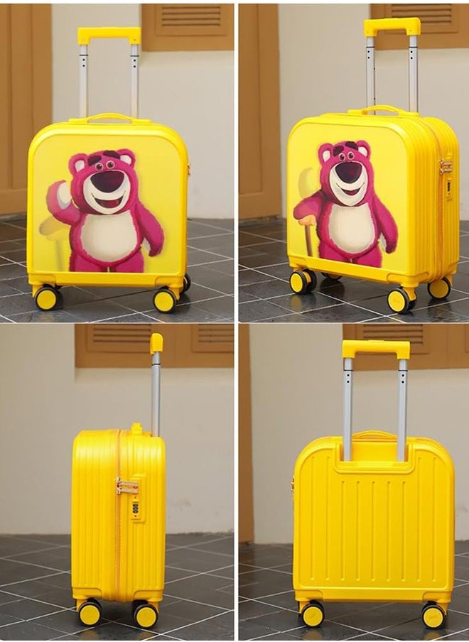 20 Inch Kids Luggage 3D Cartoon Patterns Children Trolley Suitcase Travel Boys Girls Rolling Luggage Case with Lock Students Teens Wheeled Small Suitcase Carry On Bag for Boarding School