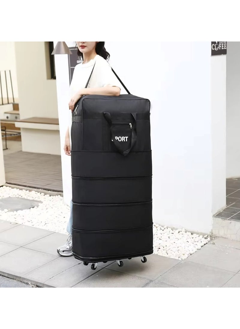 Large-Capacity Foldable Travel Bag with Detachable Wheels & Lock