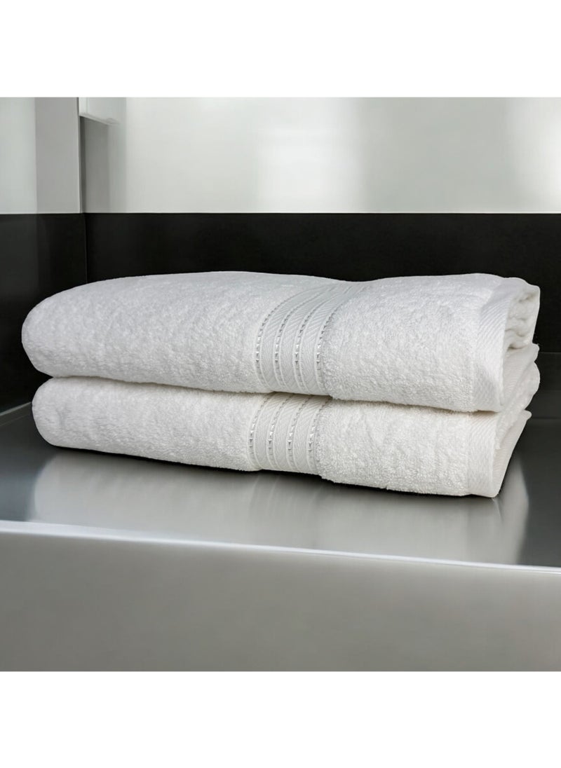 Kassino Jumbo Bath Sheet (2 Pack, 80x160 cm) - 580 GSM Large Bath Towel,100% Combed Cotton, Soft & Quick-Dry Oversized Towels, Highly Absorbent, Double Stitched Hotel Quality Towels | White