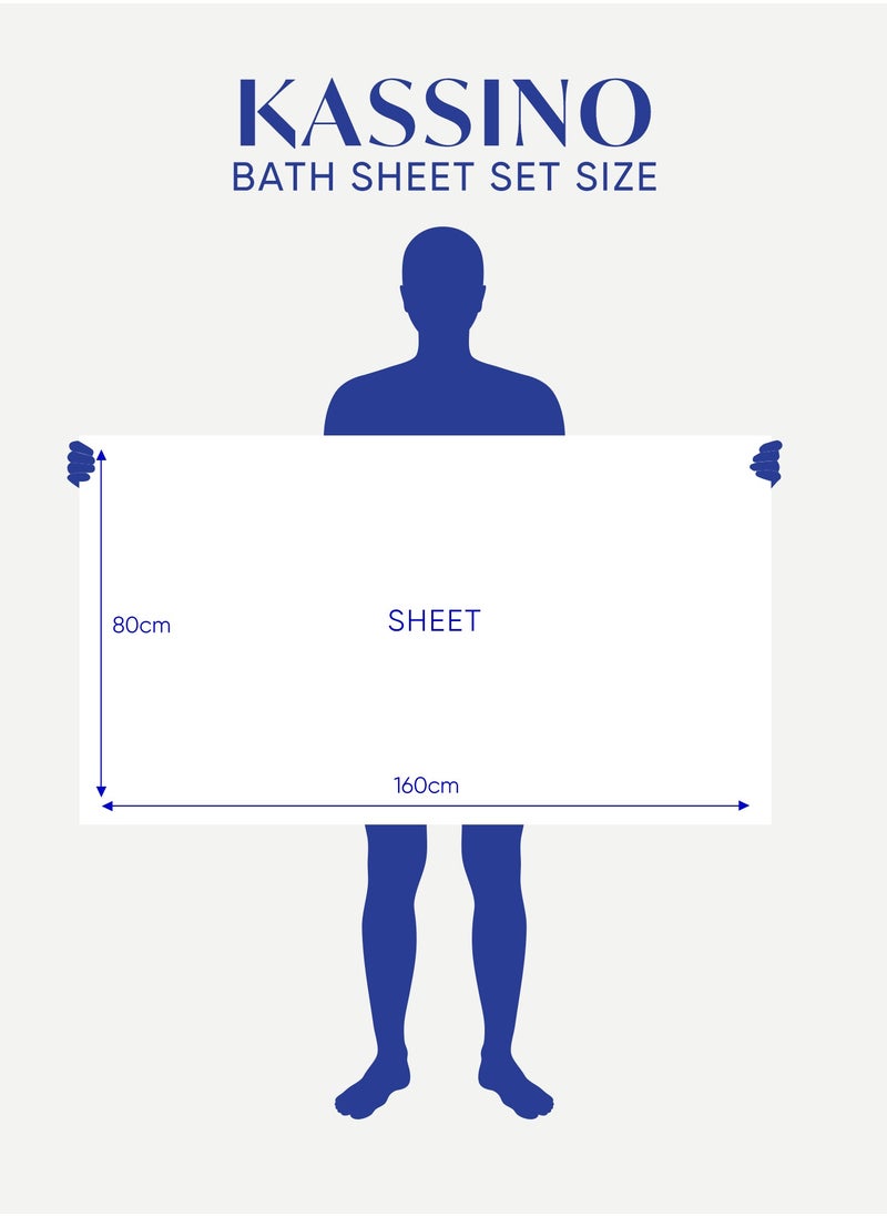 Kassino Jumbo Bath Sheet (2 Pack, 80x160 cm) - 580 GSM Large Bath Towel,100% Combed Cotton, Soft & Quick-Dry Oversized Towels, Highly Absorbent, Double Stitched Hotel Quality Towels | White