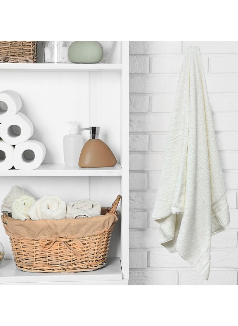 Kassino Jumbo Bath Sheet (2 Pack, 80x160 cm) - 580 GSM Large Bath Towel,100% Combed Cotton, Soft & Quick-Dry Oversized Towels, Highly Absorbent, Double Stitched Hotel Quality Towels | White