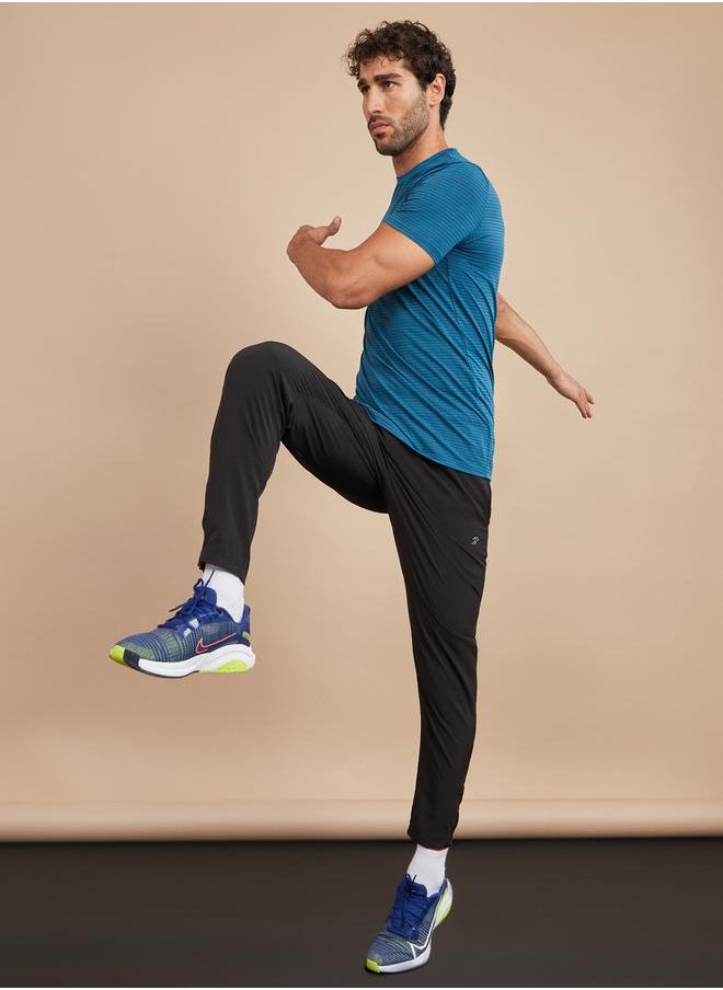 Woven Running Track Pants with Zip Hem