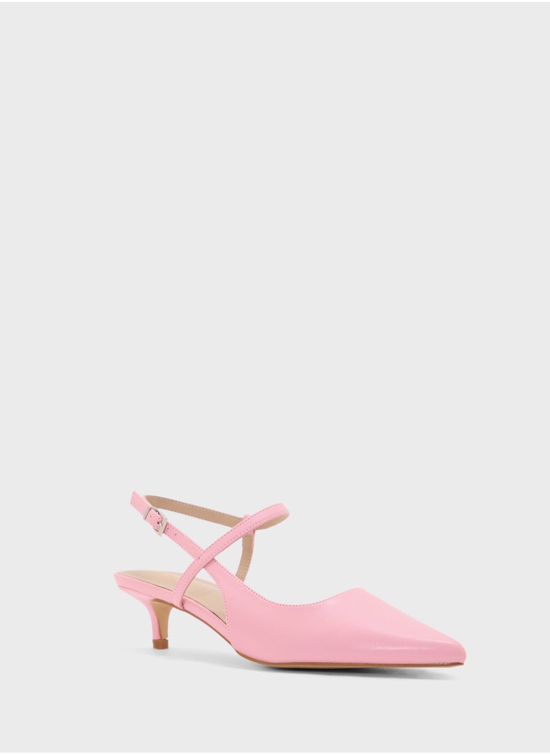 Pointy Toe Low Heel Strappy Pump