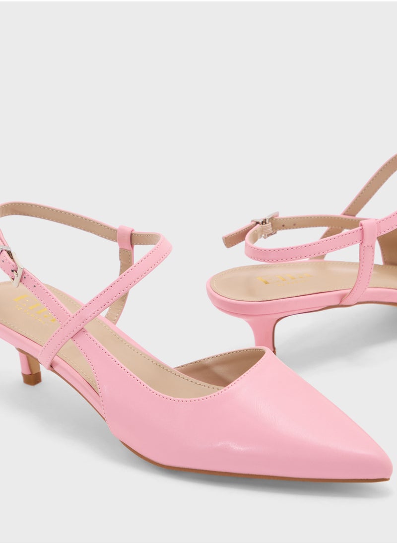 Pointy Toe Low Heel Strappy Pump