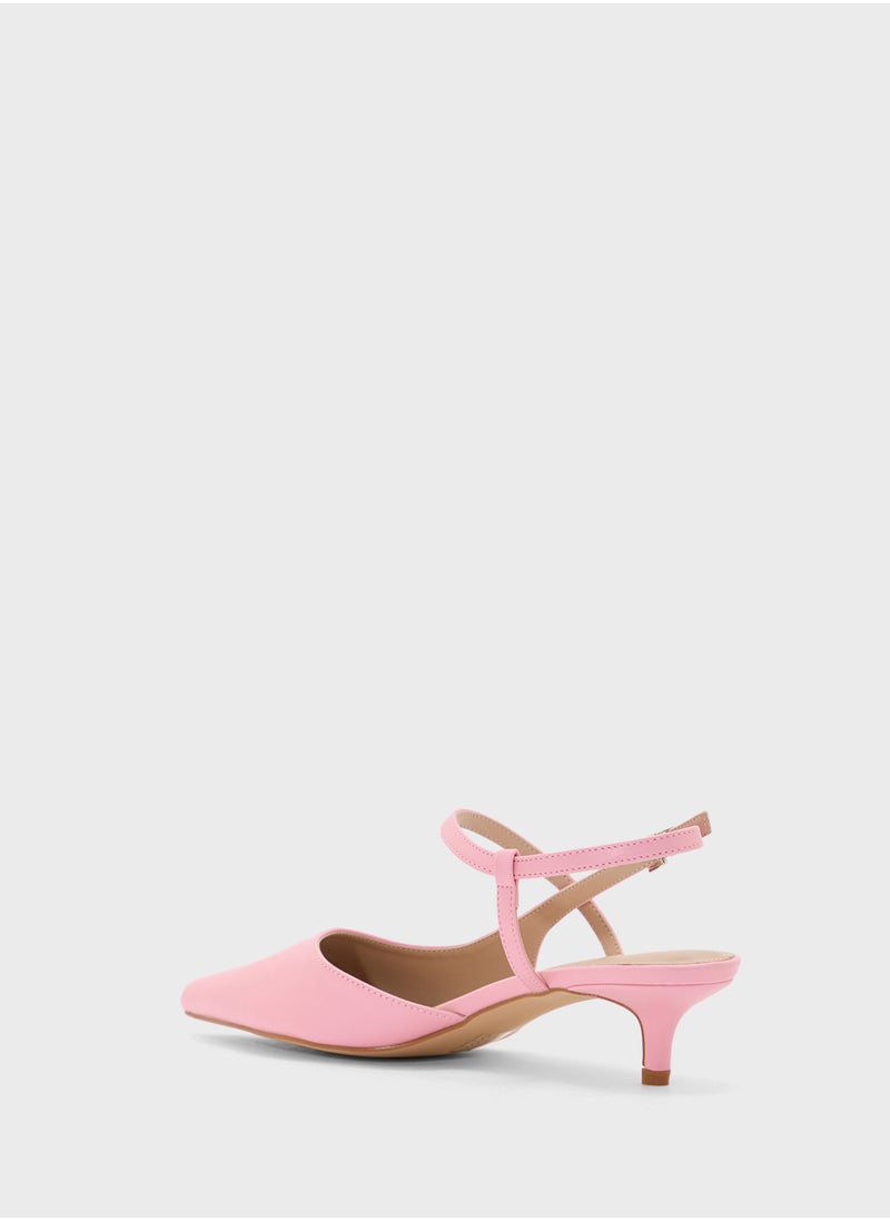 Pointy Toe Low Heel Strappy Pump