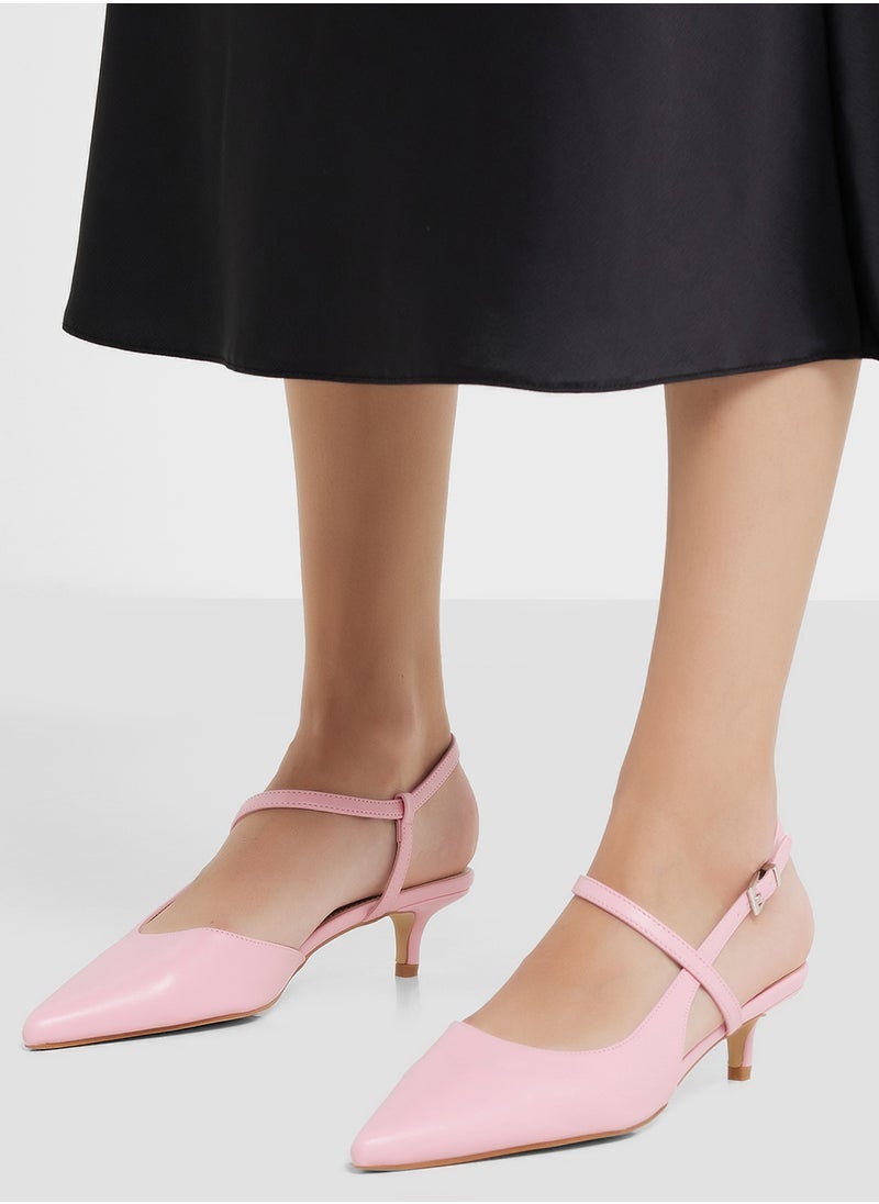 Pointy Toe Low Heel Strappy Pump