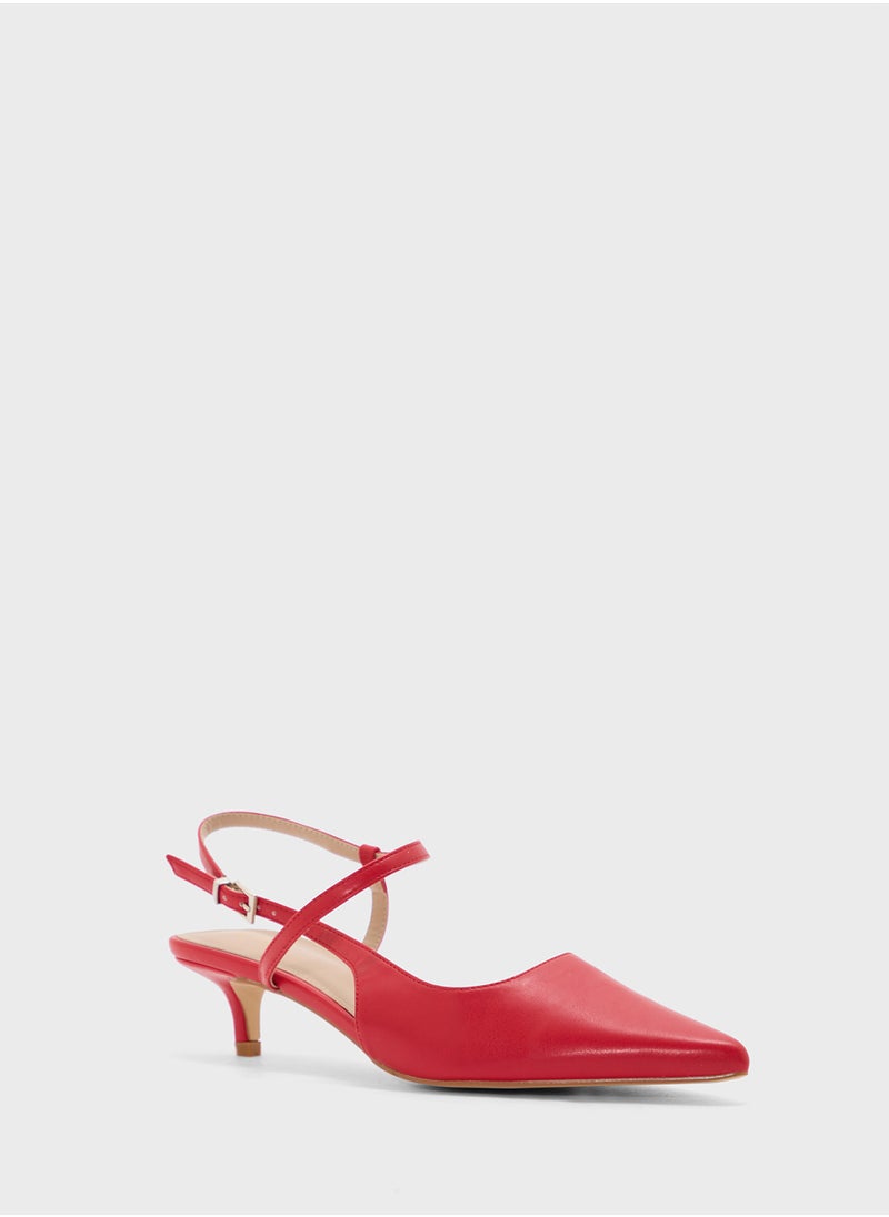 Pointy Toe Low Heel Strappy Pump