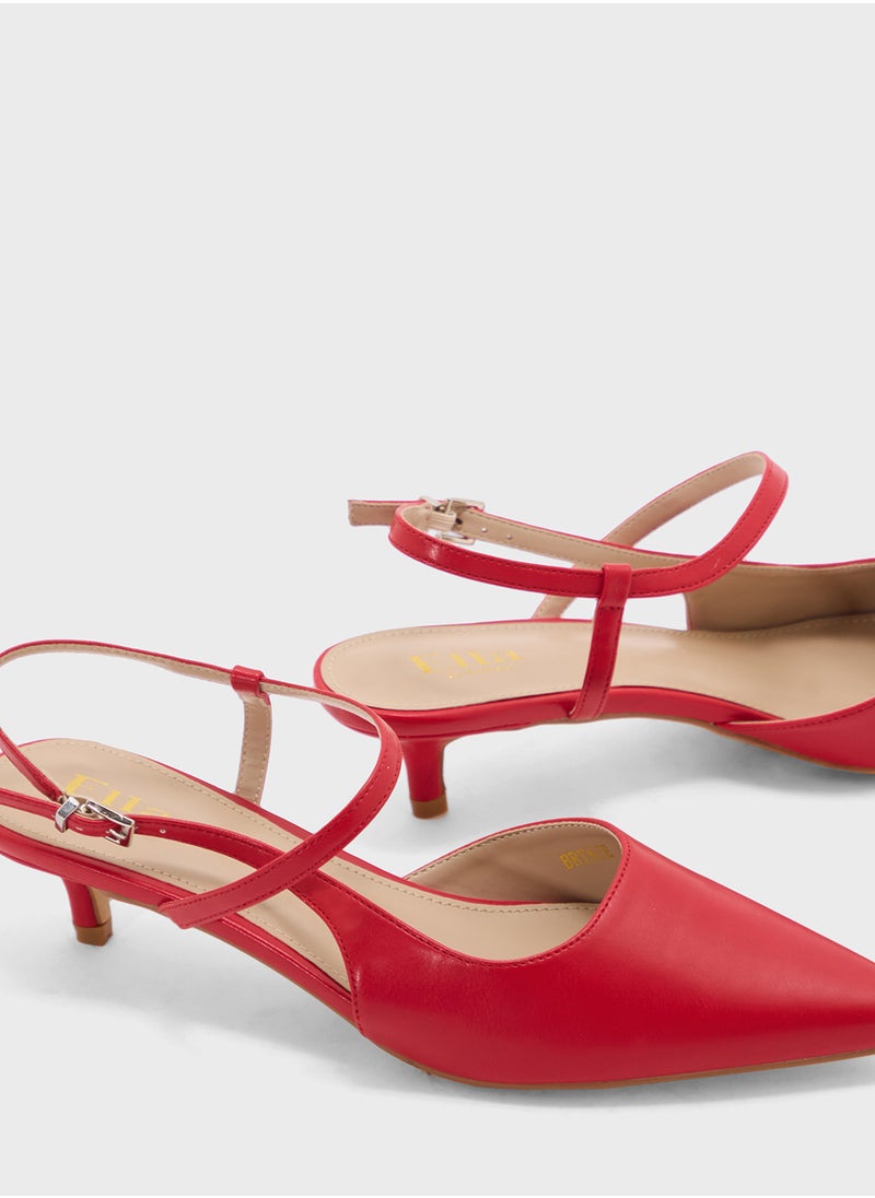 Pointy Toe Low Heel Strappy Pump
